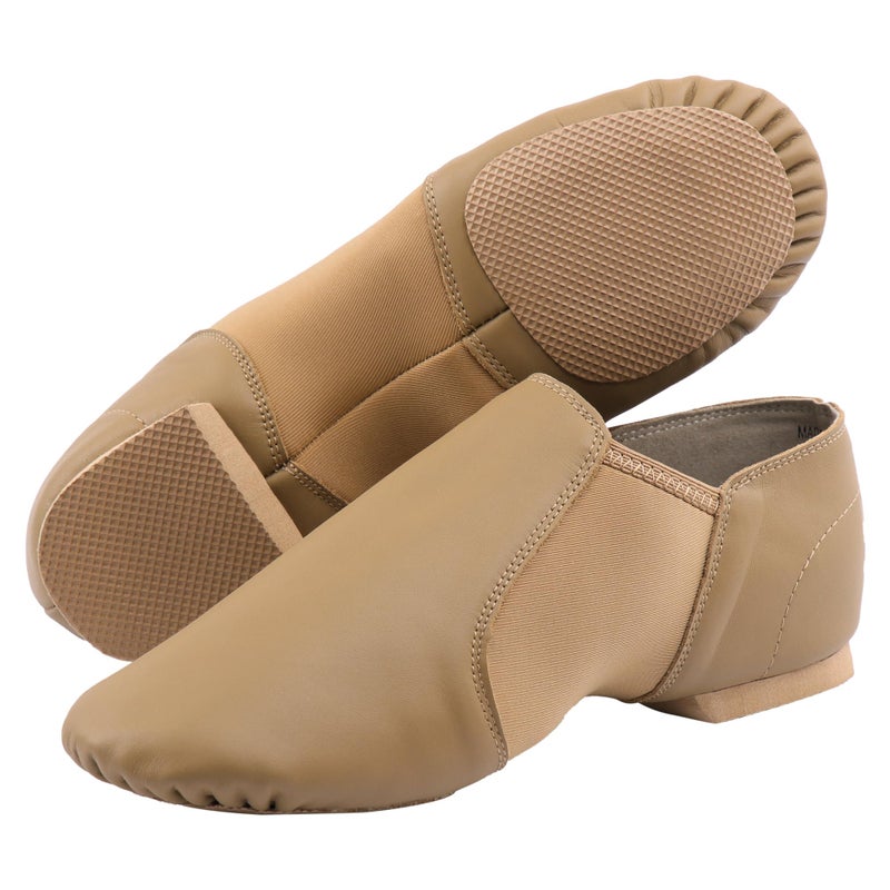 Linodes (Tent Leather Upper Jazz Shoe Slip-on for Women and Men's Dance Shoes Brown 6.5M - Image 4